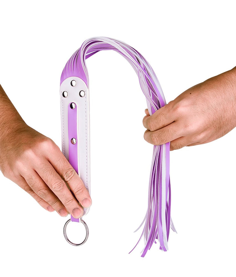 Dona Coelha Flogger Lilás e Branco – Linha BDSM